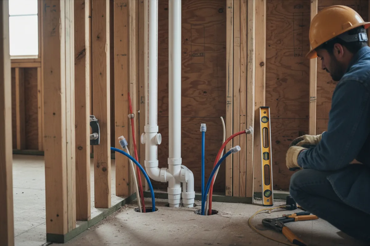 Drain and supply rough-in during Toilet Repair and Installation in North Bloomfield