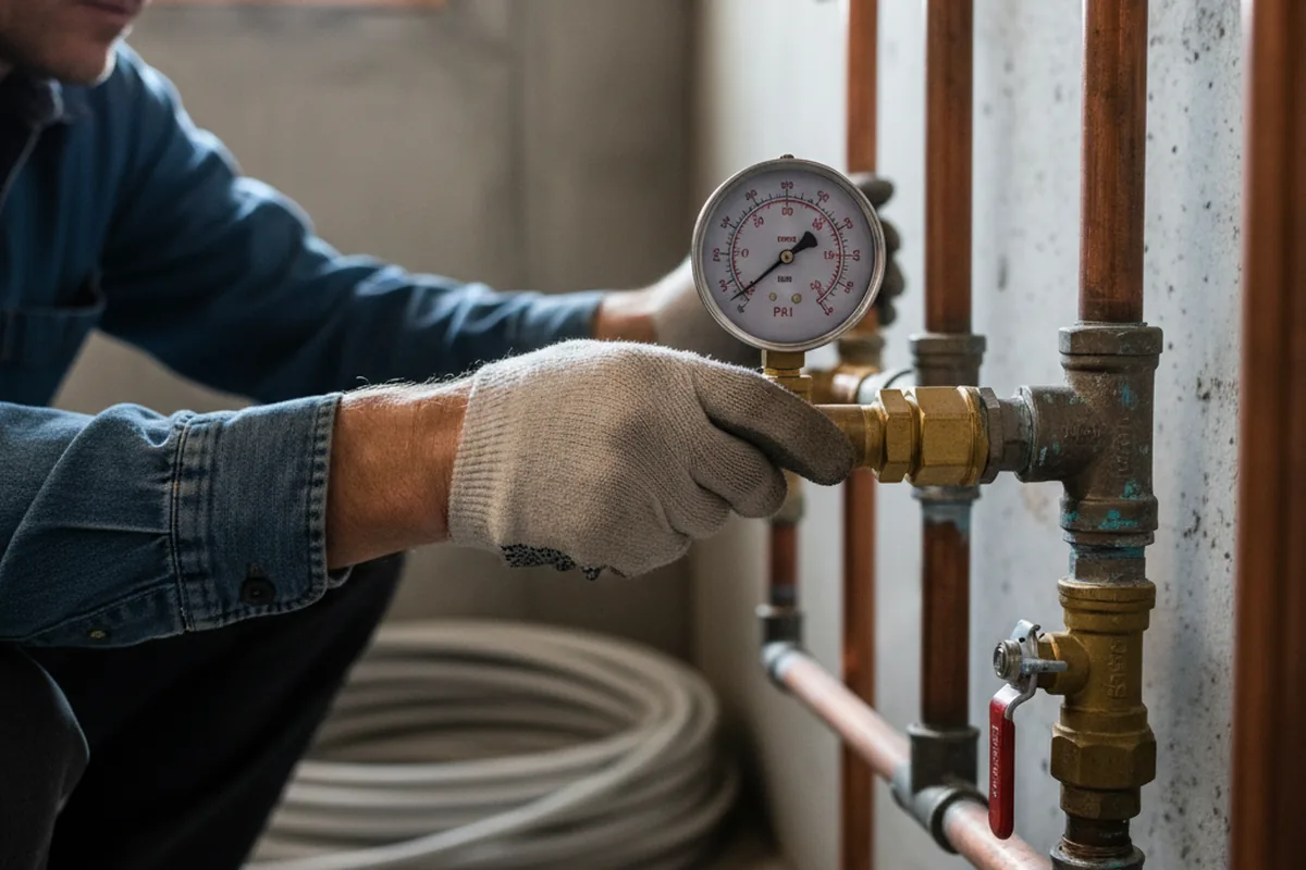 Pressure testing a repaired line during Water Line Repair in North Bloomfield